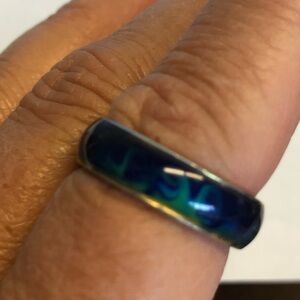 Blue and Green Enamel mood ring Band size 9